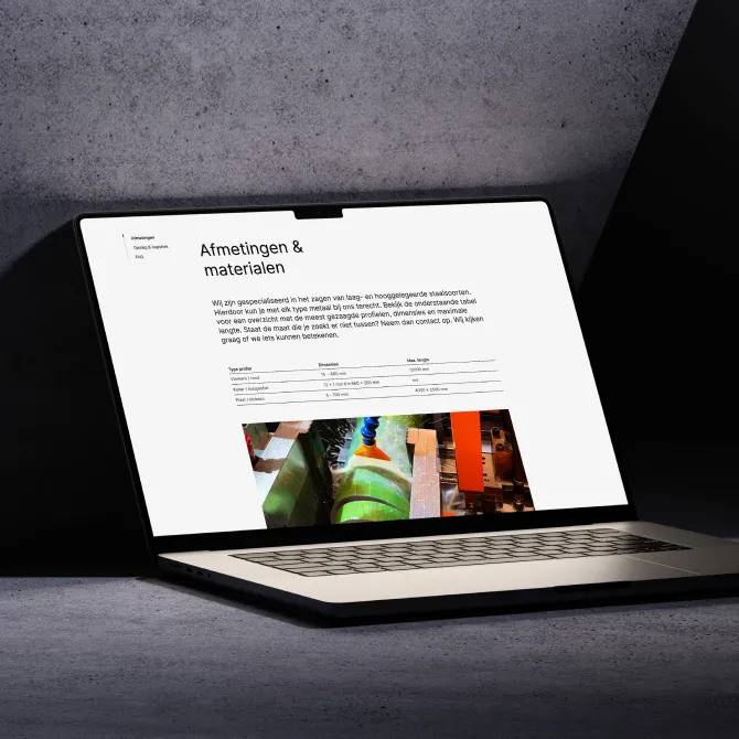De Metaalzagerij webdesign, diensten detail pagina - design by SocialTrustLabs